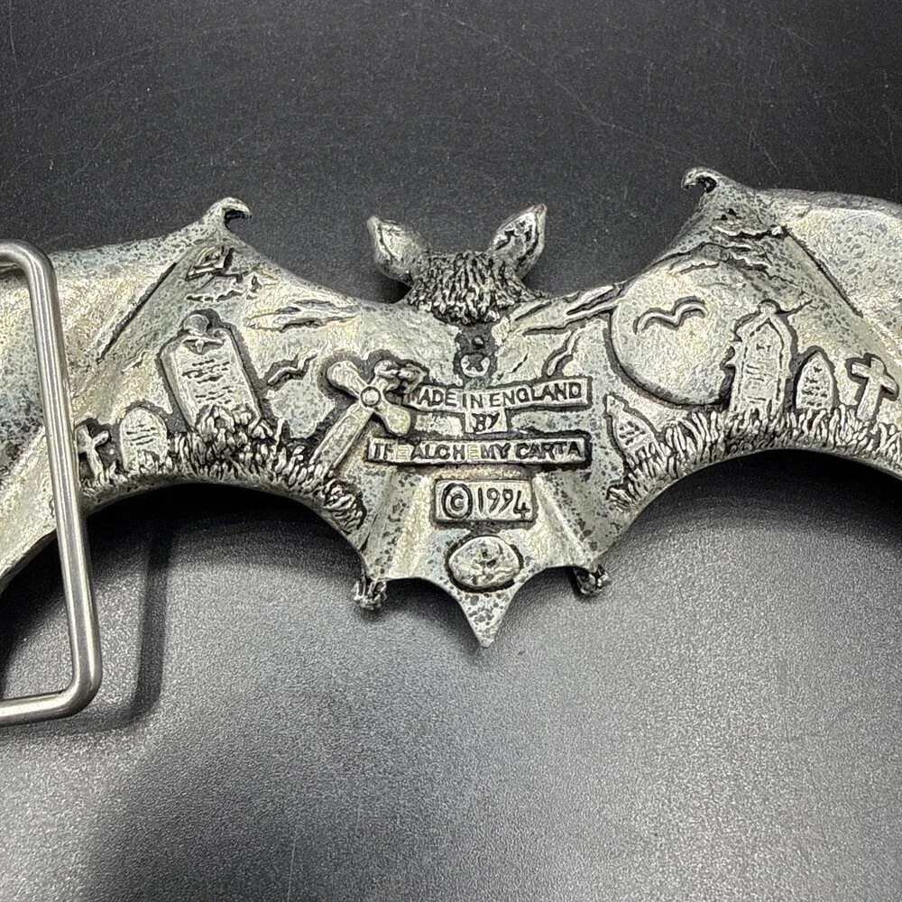 VINTAGE 1994 THE ALCHEMY CARTA BIKER BAT GOTHIC BELT BUCKLE MADE IN ENGLAND